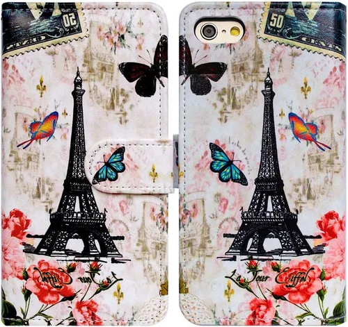 Vista 10 de Bcov - Funda para iPod Touch 7/iPod Touch 6, diseño de libélula colorida funda de piel con tapa y función atril para iPod Touch 7/6/5