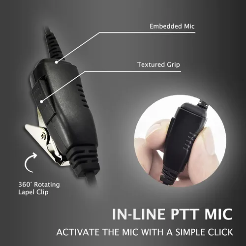 Vista 5 de PROMAXPOWER - Auricular giratorio en forma de C con PTT para Motorola CP200D, CLS1410