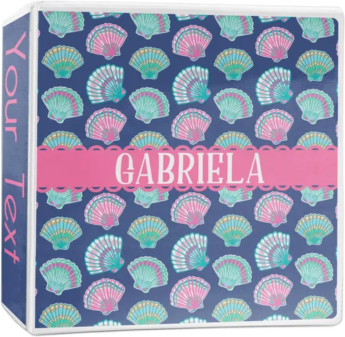 Vista 8 de Carpeta personalizada de 3 anillas de conchas marinas de 1 pulgada, multicolor