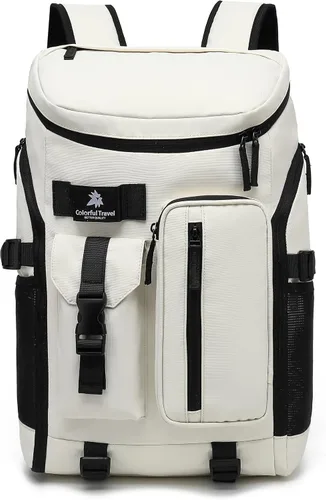 Vista 10 de Kalesi Mochila Bolsa de Lona para Gimnasio 4 Vías Impermeable con Compartimento para Zapatos para Viaje Deporte Senderismo Laptop, 02-Negro