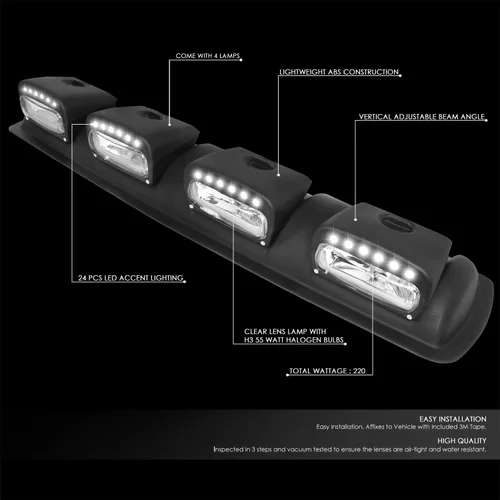 Vista 2 de DNA MOTORING FL-ZTL-360-CH Luz antiniebla universal montada en el techo con arnés de cableado e interruptor interior, ángulo de haz ajustable