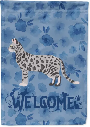 Vista 218 de Caroline's Treasures CK4813CHF - Bandera de bienvenida con gato abisinio azul, manga grande, para porche, para colgar en la pared, poliéster