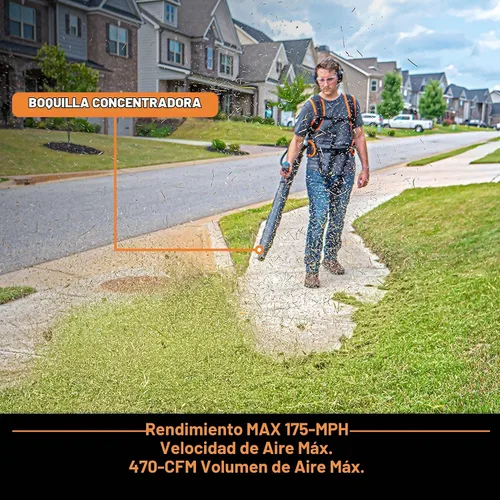 Vista 2 de LawnMaster Mochila sin tirones soplador de hojas de 31cc motor de 2 ciclos