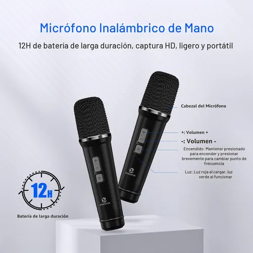 Vista 5 de Amplificador de voz ZOWEETEK de 60 W con 2 micrófonos inalámbricos