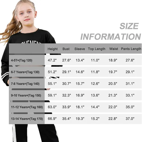 Vista 7 de Betusline Conjuntos de 2 piezas para niñas, lindos conjuntos de ropa de otoño e invierno, 4T-14 años