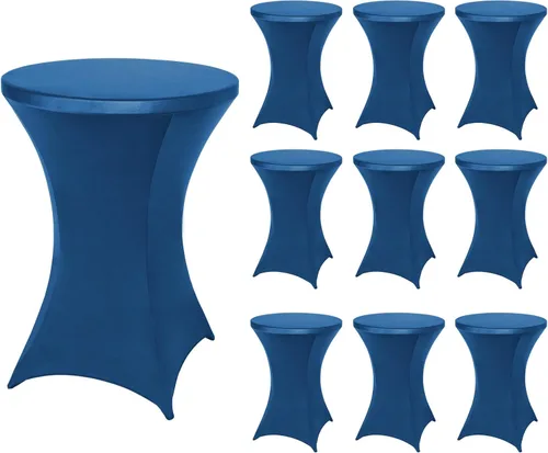 Vista 15 de FestiCorp Mantel de Mesa Negro de Spandex, Manteles Ajustados para Cóctel, Manteles Elásticos Redondos para Mesa Alta para Fiestas, Bar, Bodas