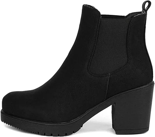 Vista 2 de DREAM PAIRS. FRE - Botines de tacón alto estilo Chelsea para mujer