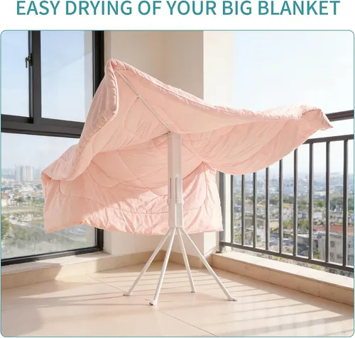 Vista 8 de JOOM Estante de secado de ropa de 4 patas, perchero portátil y plegable que ahorra espacio, estante de secado de ropa para ropa, 4 varillas, 16