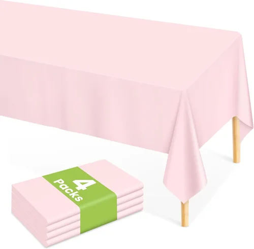 Vista 22 de Mulbozy Mantel de plástico negro desechable 4 unidades, 54 × 108 pulgadas