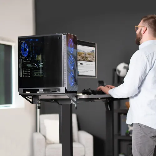 Vista 6 de VIVO Soporte extensor de escritorio para PC con opción de montaje en pared, soporte estándar y grande para computadora de juegos, ajustable