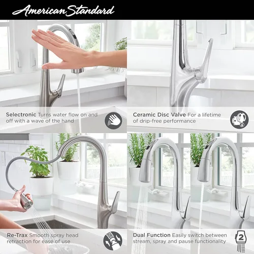 Vista 3 de American Standard 4901380.002 Avery Selectronic - Grifo de cocina extraíble manos libres, cromado