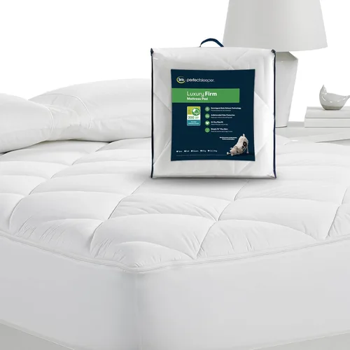 Vista 6 de Serta Luxury Firm - Protector de colchón acolchado 100% algodón con relleno de fibra de enfriamiento, individual, color blanco