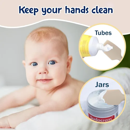 Vista 4 de Paquete de 4 espátulas de crema para pañales para bebé, aplicador de crema de pañales para pasta de glúteos, esenciales para bebés recién nacidos