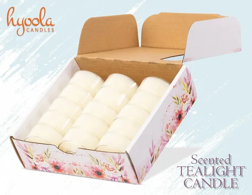 Vista 6 de HYOOLA Velas aromáticas de vela – Taza transparente – Velas perfumadas de vainilla – 6 horas de tiempo de combustión – Paquete de 15 – Fabricado