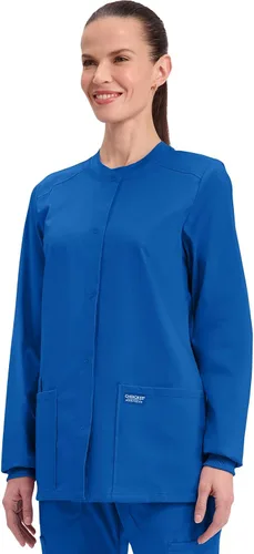Vista 2 de Cherokee WW340 - Chaqueta de uniforme médico para mujer, con cierre frontal, 3 bolsillos, resistente a la decoloración, elástica en 2 direcciones