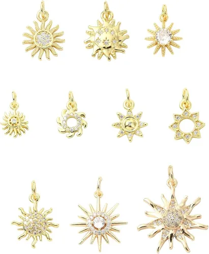 Vista 19 de Stiesy Dijes de latón dorado para hacer joyas, colgantes a granel para collares, pulseras, aretes, manualidades, Vidrio, Sin piedra preciosa