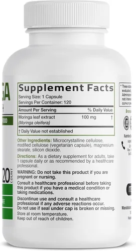 Vista 2 de Bronson Moringa Extra Strength Cápsulas Moringa Oleifera en polvo, 120