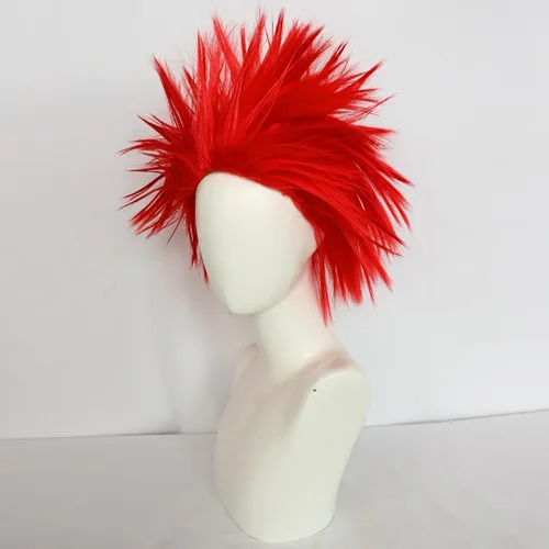 Vista 4 de ANOGOL Peluca roja loca para hombres y mujeres, pelucas de anime rojas Rojo