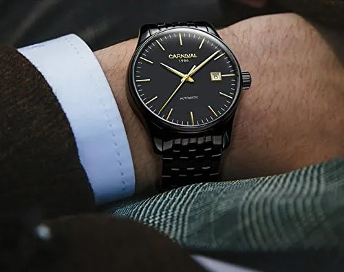 Vista 5 de Swiss Marca Mens estilo sencillo de vidrio de zafiro Reloj automático mecánico transparente Esqueleto pulsera