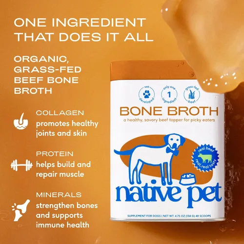 Vista 3 de Native Pet Caldo de Huesos para Perros - Hecho con Caldo de Hueso de Res Real, Complementos Alimenticios para Perros Quisquillosos - Proporciona