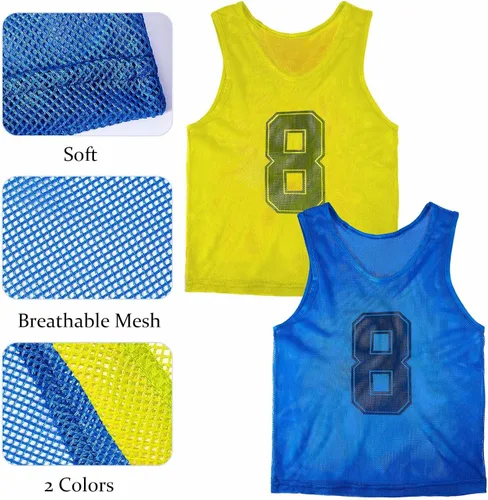 Vista 6 de Hercicy 24 piezas Pinnies para jóvenes, Pinnies de fútbol para entrenamiento, Chaleco para adultos, Malla reversible, Jersey de fútbol numerado