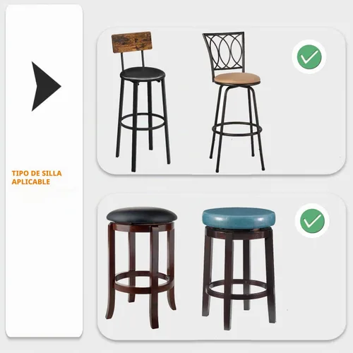 Vista 6 de Deisy Dee 4 fundas de asiento redondas para taburetes de bar, fundas elásticas para sillas redondas de 13 a 16 pulgadas (negro)