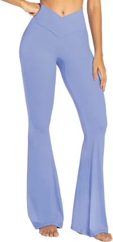 Vista 63 de Sunzel - Leggings acampanados para mujer, con control de abdomen, cintura cruzada y pierna ancha