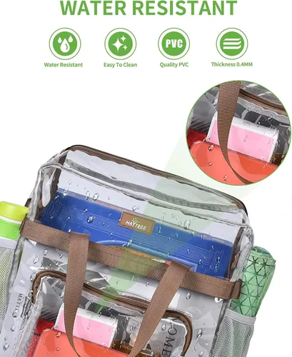 Vista 98 de MAY TREE Bolsa transparente para eventos en estadios de 12 x 6 x 12 pulgadas, bolsa de almuerzo transparente con correas reforzadas para trabajo