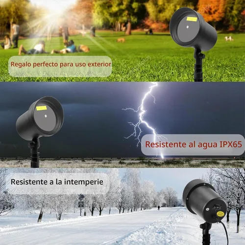 Vista 3 de Luces de proyector láser al aire libre para Navidad, proyector de luces láser de Navidad con movimiento, espectáculo de estrellas rojas y verdes