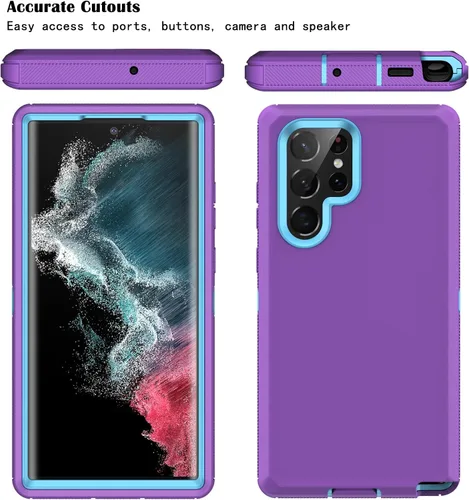 Vista 3 de Funda para Samsung Galaxy S22 Ultra de 6.8 pulgadas, triple capa de alta resistencia, protección contra caídas a prueba de golpes, funda protectora