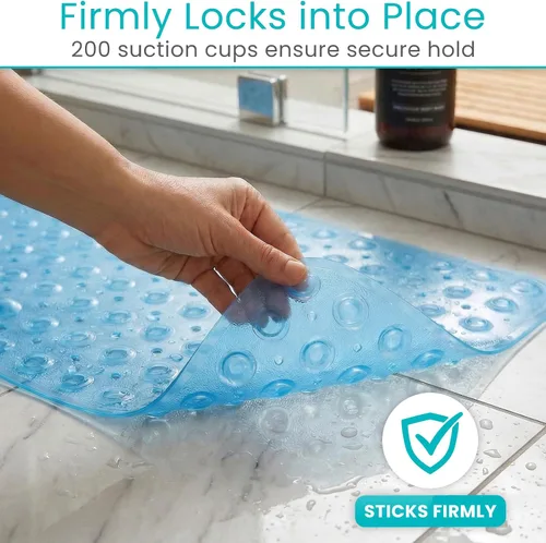 Vista 5 de Vive Tapete de bañera para suelos de baño y ducha, almohadilla antideslizante de goma con succión para bañera, baño, ancianos, niños, respetuosa
