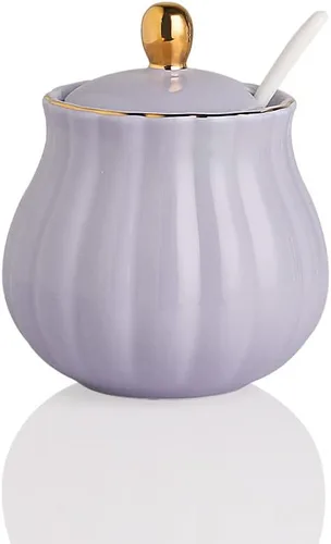 Vista 9 de Sweejar Royal - Juego de azúcar y crema de cerámica, juego de 3 piezas con jarra de crema, azucarero, juego de azúcar con tapa y cuchara, juego