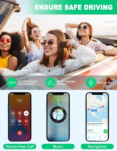 Vista 5 de COMSOON Adaptador AUX Bluetooth para automóvil, receptor Bluetooth con reducción de ruido para música/llamadas manos libres, receptor de audio