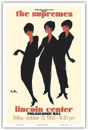 Vista 11 de The Supremes - 1965 Lincoln Center Philharmonic Hall Concert - Vintage Music Poster by Joe Eula c.1965 - Master Art Print (Unframed) 6in x 9in