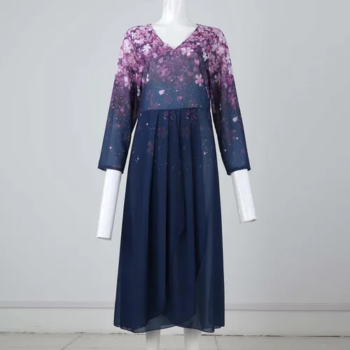 Vista 5 de DHWGDGKP Vestidos de cóctel, talla grande, elegante, con cuello en V, para fiesta, graduación, de gasa, con lentejuelas, para noche, vestido largo