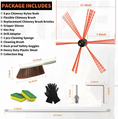 Vista 7 de Sealegend 30FT Chimney Sweep Kit Rotary Flexible Cleaning Brush with 9 Rods