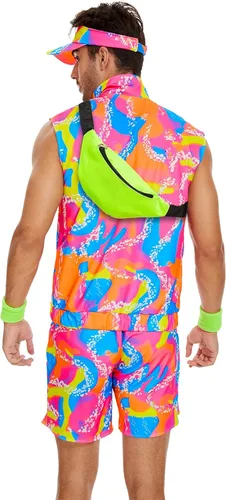Vista 3 de 80S 90S Workout Costume Halloween Costumes for Adult Mens Cosplay Outfits Swimwear Suit With Sun Hat