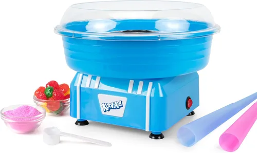 Vista 10 de Nostalgia Máquina vintage de algodón para encimera de caramelo duro y sin azúcar, incluye 2 conos reutilizables y cuchara de azúcar, color aguamarina