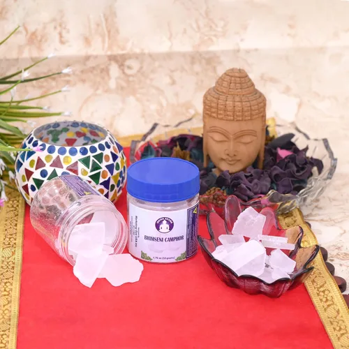 Vista 5 de Bhimseni alcanfor 3.53 oz - Tabletas de alcanfor natural para Puja, Havan e incienso - Alcanfor solo para uso religioso y aromático