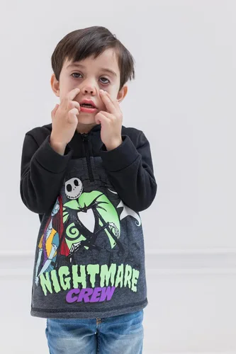 Vista 5 de Disney Nightmare Before Christmas Jack Skellington Oogie Boogie Sally - Sudadera con capucha de forro polar con cremallera de un cuarto para niños