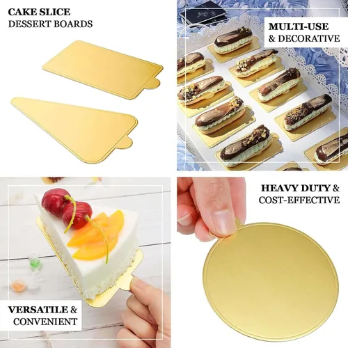 Vista 4 de Efavormart - Paquete de 50 bandejas de papel rectangulares doradas para postres, tableros para tartas, 2.4 x 4 pulgadas