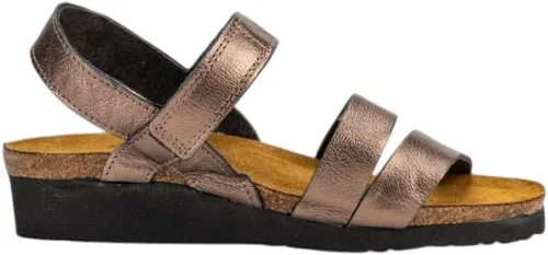 Vista 18 de Naot Kayla sandalia con taco de cuña para mujer Piel de lagarto beige
