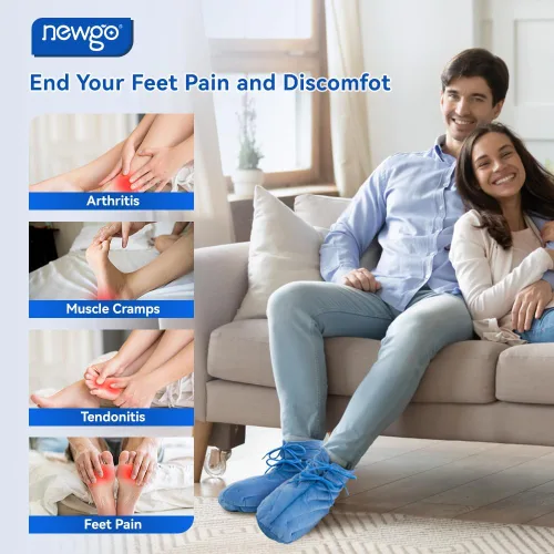 Vista 3 de NEWGO Zapatillas microondables para pies fríos, botines con almohadilla térmica para alivio del dolor de fascitis plantar, artritis y tendón
