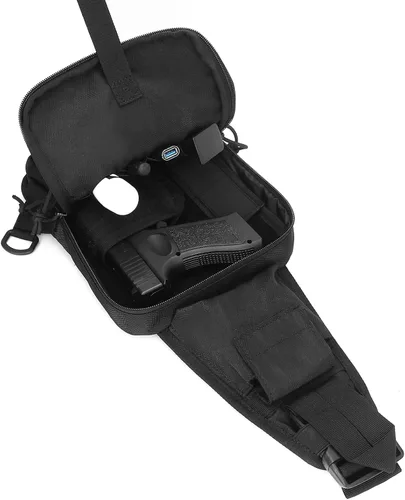 Vista 5 de Bolso táctico LarKoo para pistola en el pecho, con funda oculta, para transportar la pistola en el pecho, bandolera, funda para el hombro