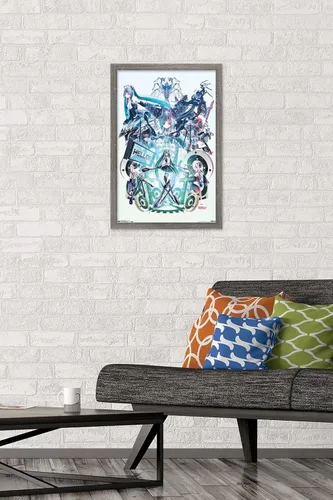 Vista 2 de Trends International Hatsune Miku - Póster de pared Hello, 14.725 x 22.375 pulgadas, versión con marco de madera tipo granero