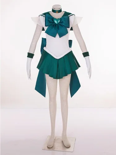 Vista 2 de YOUYI Disfraz de Neptune para mujer, talla estadounidense, traje de combate Super S, falda verde