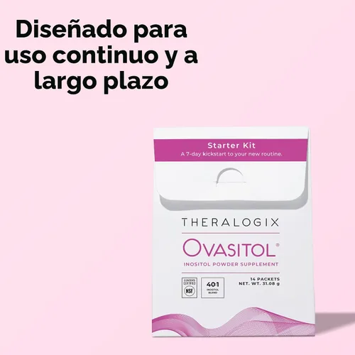 Vista 5 de Theralogix Ovasitol Inositol Powder - Kit de inicio de 7 días Suplemento de inositol premium para mujeres Proporción 40:1 mio y D-Chiro inositol