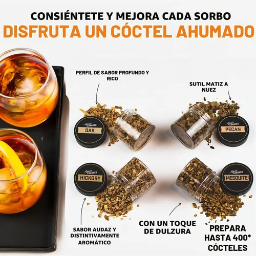 Vista 2 de 400 chips de madera ahumador de cóctel - Paquete grande de sabores atrevidos