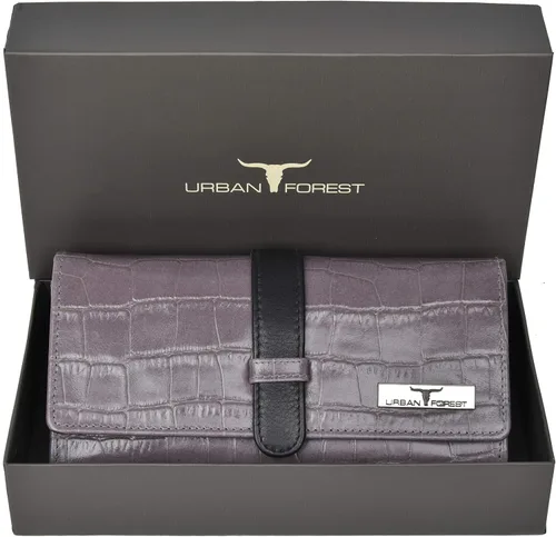 Vista 2 de Urban Forest Cartera de piel con bloqueo RFID Danny para mujer, GrisNegro