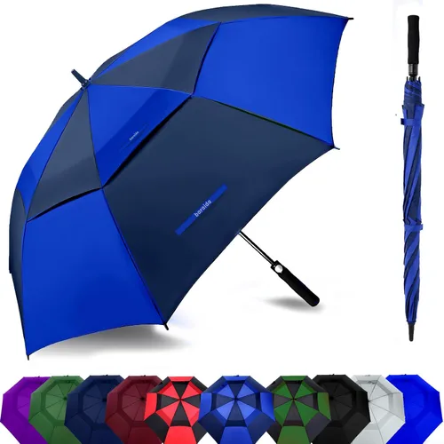 Vista 24 de Paraguas de golf extragrande de 62, 68 y 72 pulgadas, con doble dosel ventilado, resistente al viento, impermeable, de apertura automática